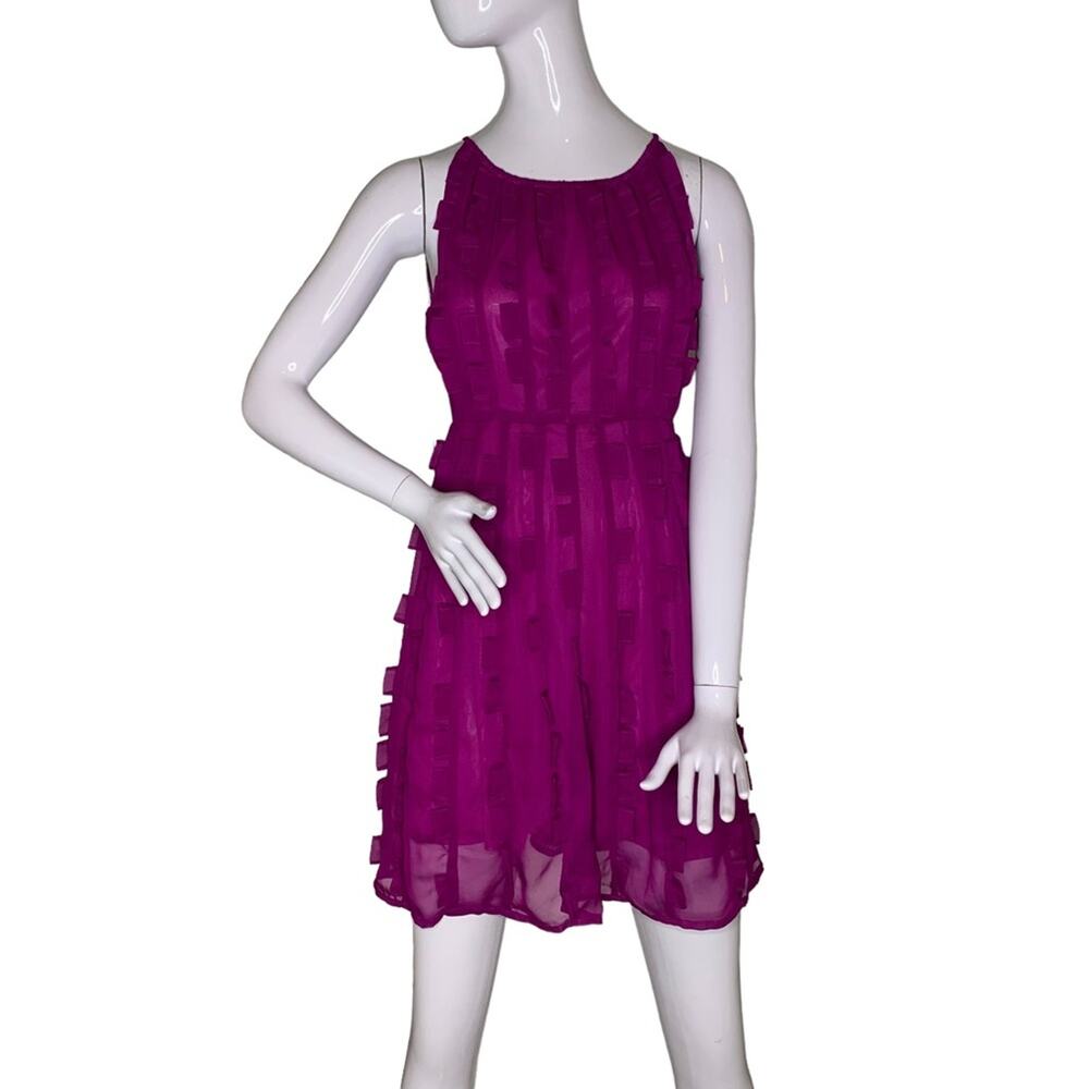 Minuet Women Dress Sheer Sleeveless Size S Full Lining Hide Zipper on Si…